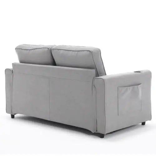VIDEO Provided 3-in-1 Upholstered Futon Sofa Convertible Sofa Bed,Foldable Tufted Loveseat With Pull Out Sleeper Couch Bed