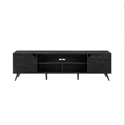 Contemporary 2-Door Minimalist TV Stand For TVs Up To 80 Inches Black