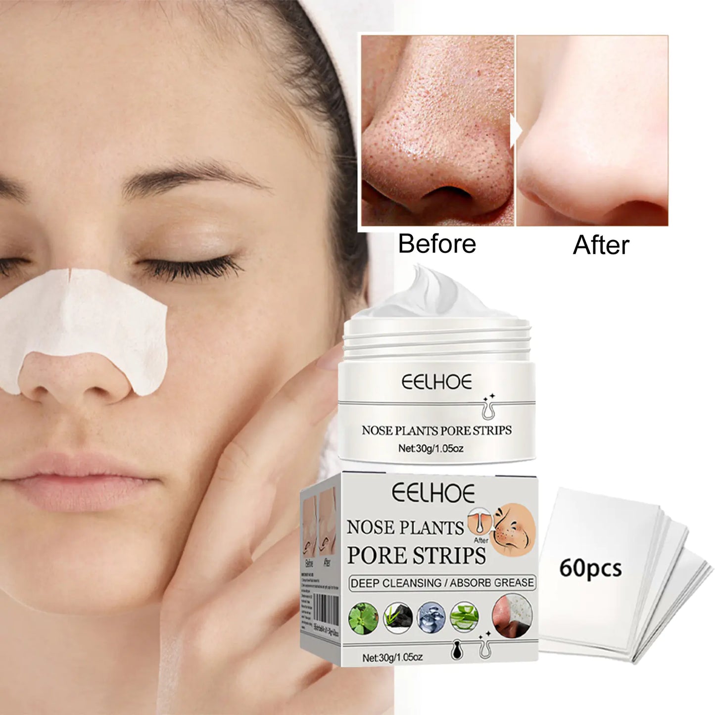 EELHOE Blackhead Removal Nose Strips with 60 Sheets