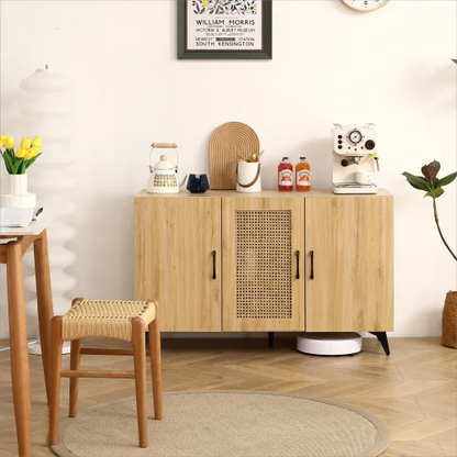 Natural Rattan 3-Door Storage Cabinet