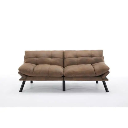 Leatehr Feeling Brown Convertible Folding Modern Sofa Bed