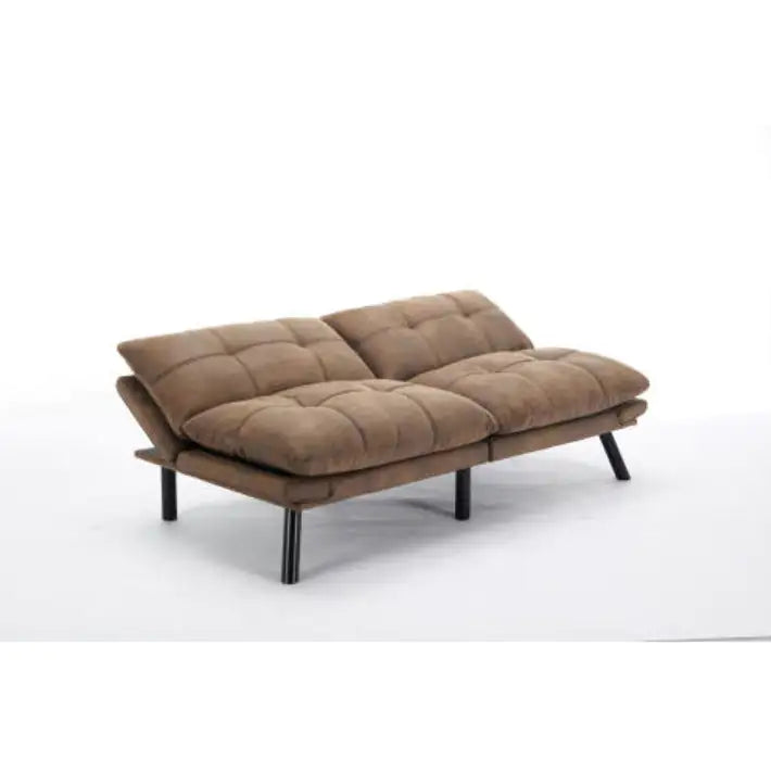 Leatehr Feeling Brown Convertible Folding Modern Sofa Bed