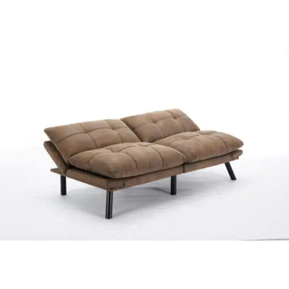 Leatehr Feeling Brown Convertible Folding Modern Sofa Bed