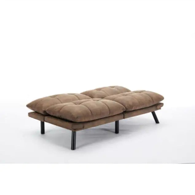 Leatehr Feeling Brown Convertible Folding Modern Sofa Bed