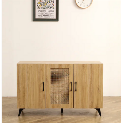 Natural Rattan 3-Door Storage Cabinet