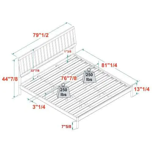 Mid-Century Modern Solid Wood King Spindle Bed Black