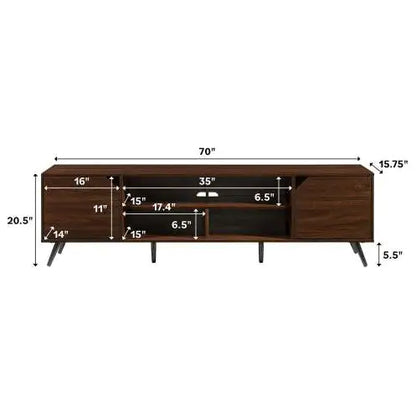 Contemporary 2-Door Minimalist TV Stand For TVs Up To 80 Inches Dark Walnut
