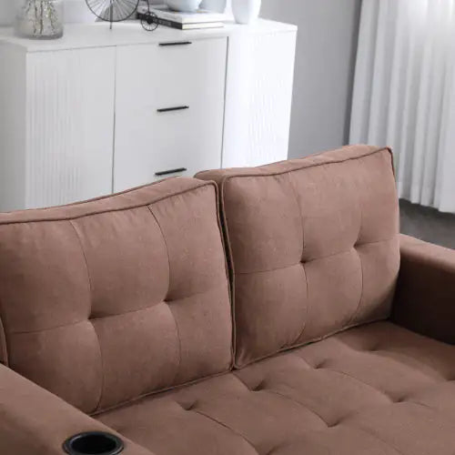 VIDEO Provided 3-in-1 Upholstered Futon Sofa Convertible Floor Sofa Bed,Foldable Tufted Loveseat With Pull Out Sleeper Couch Bed