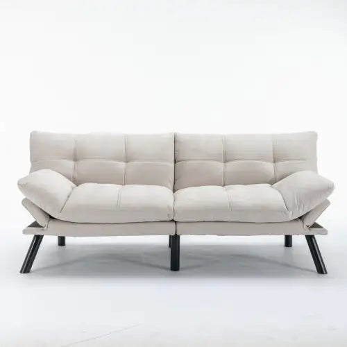 Cream Convertible Folding Modern Sofa Bed