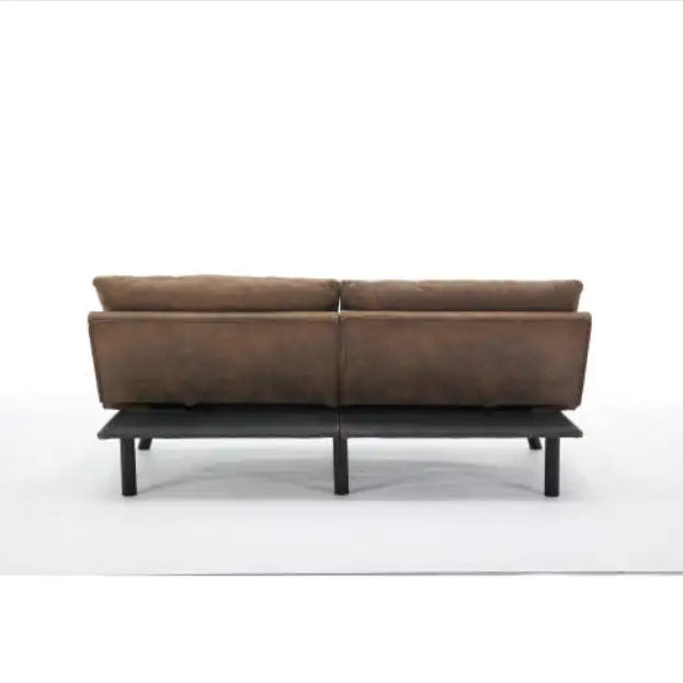 Leatehr Feeling Brown Convertible Folding Modern Sofa Bed