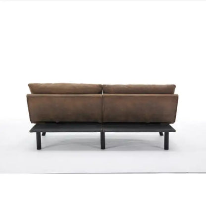 Leatehr Feeling Brown Convertible Folding Modern Sofa Bed