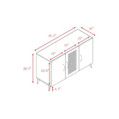 Natural Rattan 3-Door Storage Cabinet